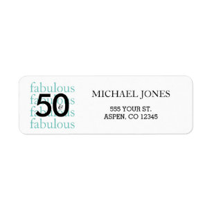 50 & Fabulous 50:e födelsedagsskalan Adressetikett Returadress Etikett