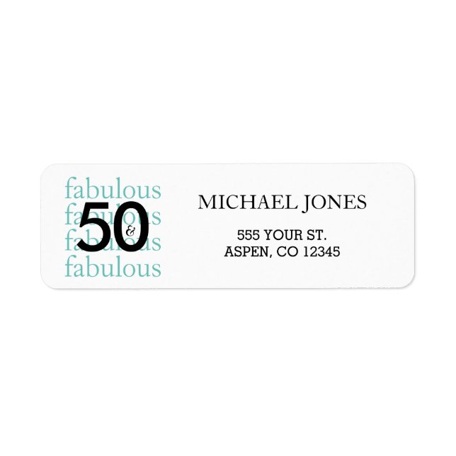 50 & Fabulous 50:e födelsedagsskalan Adressetikett Returadress Etikett (Framsidan)