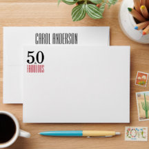 50 & Fabulous 50:e födelsedagsutskrift Returadress