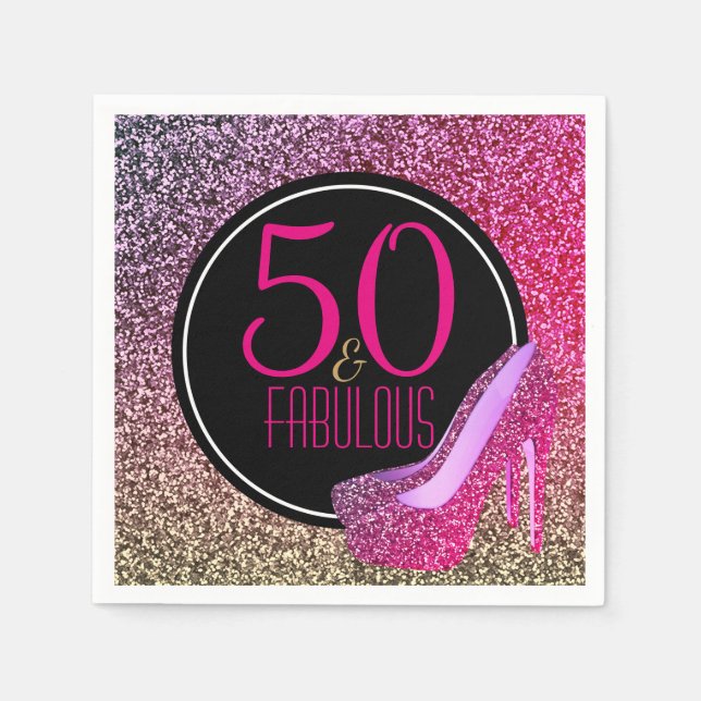 50 & Fabulous | 50:e Högklackarna vid Rosa på föde Pappersservett (Framsidan)