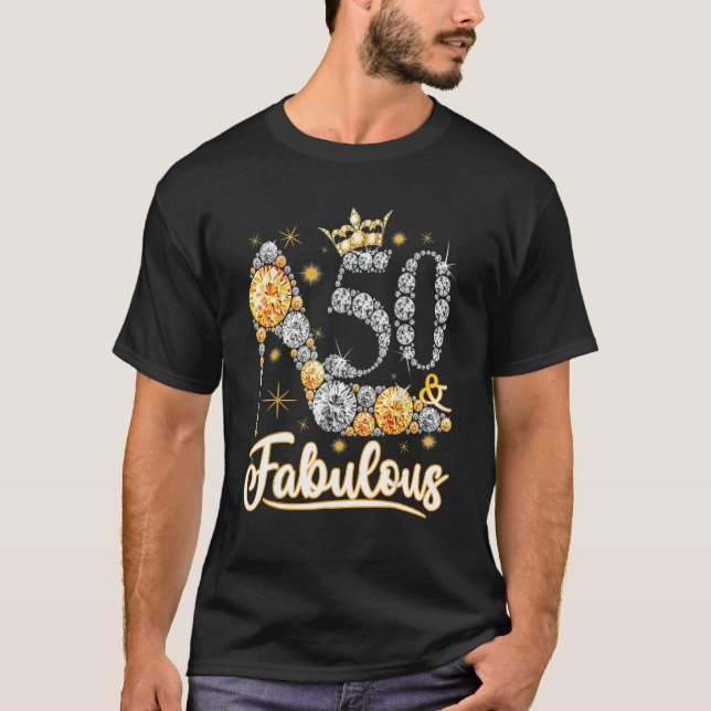 50 & Fabulous 50 Years 50:e Birthday Diamond C T Shirt (Framsida)