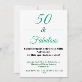 50 & Fabulous 50th Birthday Invitation Inbjudningar