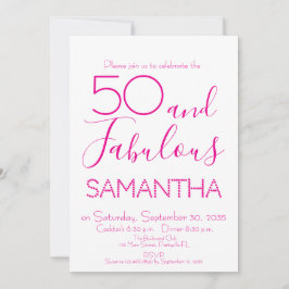 50 & Fabulous 50th Birthday Party Pink Elegant Inbjudningar