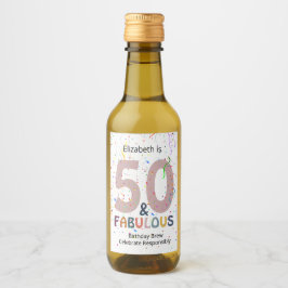 50 & Fabulous Add Namn Cute Blue Confetti Birthday Vinetikett