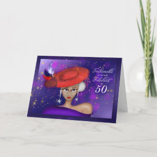 50 Fabulous and Fashionable Red Lila Birthday Kort
