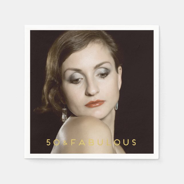 50 & Fabulous | Anpassningsbar Photo Pappersservet Pappersservett (Framsidan)