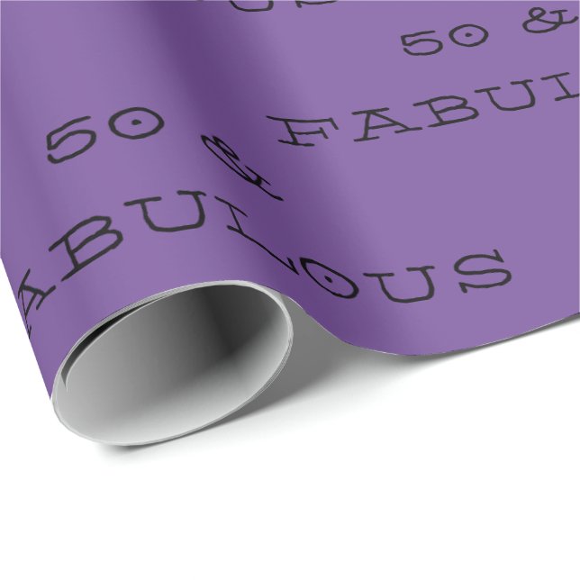 50 & Fabulous Birthday Black Text Wälling Papper Presentpapper (Rullad Hörn)