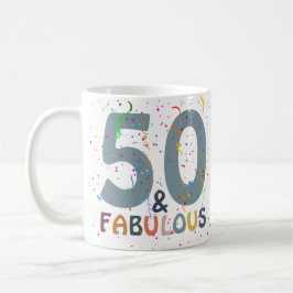 50 & Fabulous Birthday Blue Cute Modern Typography Kaffemugg