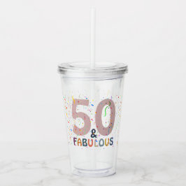 50 & Fabulous Birthday Confetti Rosa Typography Take Away Mugg