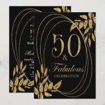 50 & Fabulous Birthday Firation Guld Glitter