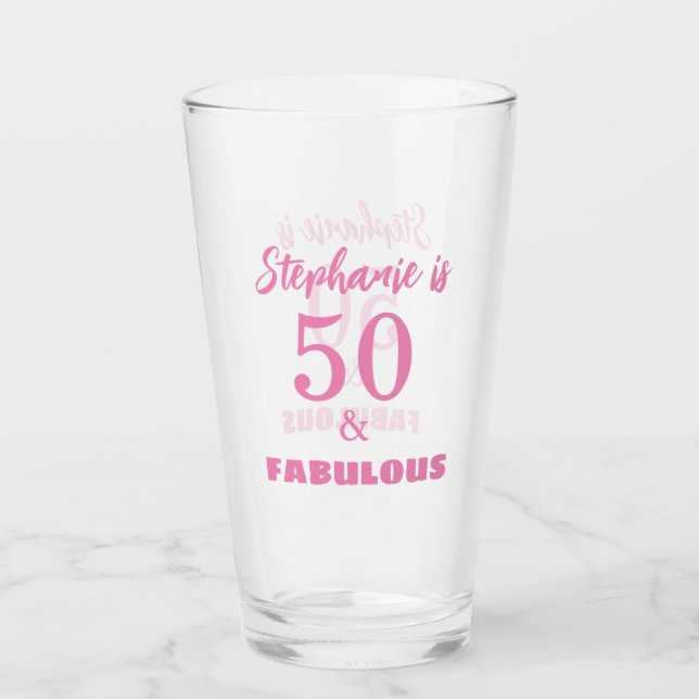 50 Fabulous Birthday Gift favor Namn Monogram Glaskopp (Framsida)