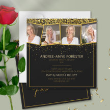 50 Fabulous Birthday Guld Black Glitter Foto