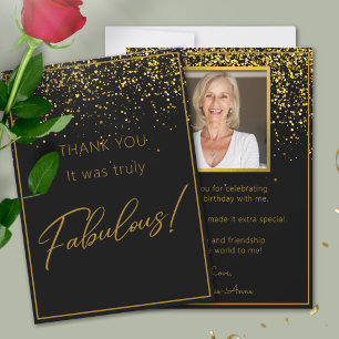 50 Fabulous Birthday Guld Black Glitter Foto Tack Kort
