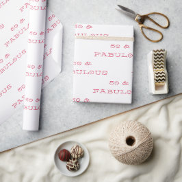 50 & Fabulous Birthday Rosa Text Wälling Papper Presentpapper