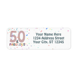 50 & Fabulous Birthday Rosa Trendig Typography Returadress Etikett