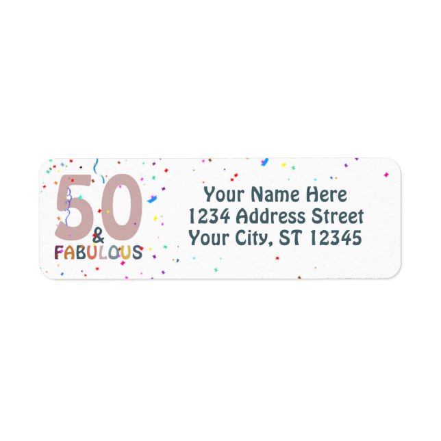 50 & Fabulous Birthday Rosa Trendig Typography Returadress Etikett (Framsidan)