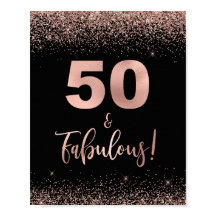50 & Fabulous Birthday Sign Ro Guld Confetti