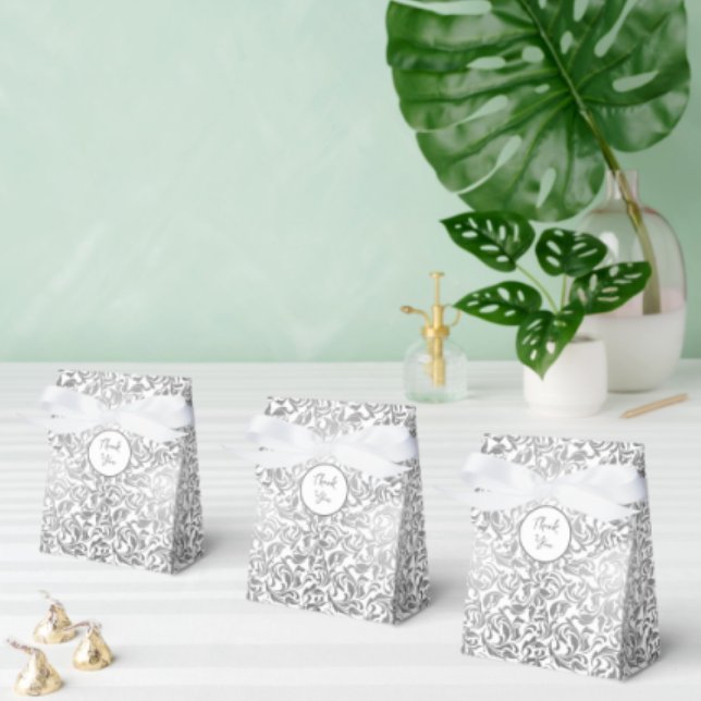 50 & Fabulous Birthday Silver Blommigt Swirls Presentaskar (Skapare uppladdad)