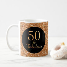50 & Fabulous Birthday Sparkly Guld Glitter Black