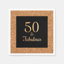 50 & Fabulous Birthday Sparkly Guld Glitter Black