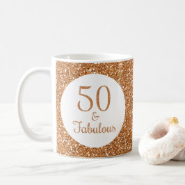 50 & Fabulous Birthday Sparkly Guld Glitter Kaffemugg