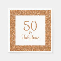 50 & Fabulous Birthday Sparkly Guld Glitter