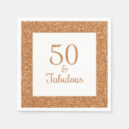 50 & Fabulous Birthday Sparkly Guld Glitter Pappersservett