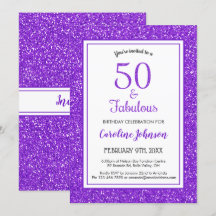 50 & Fabulous Birthday Sparkly Lila Glitter
