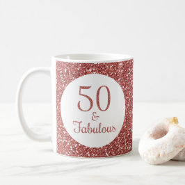 50 & Fabulous Birthday Sparkly Ro Guld Glitter Kaffemugg