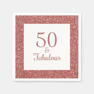 50 & Fabulous Birthday Sparkly Ro Guld Glitter Pappersservett
