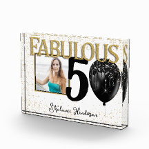 50 & Fabulous Black Guld Glam Photo Block