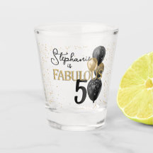 50 & Fabulous Black Guld Glam Shot Glass
