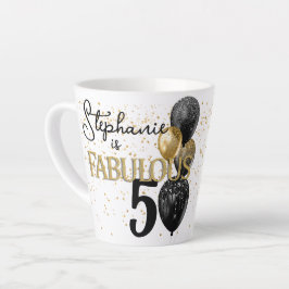 50 & Fabulous Black Guld Glam Small Latte Mugg