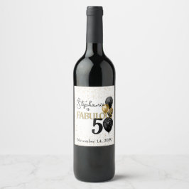 50 & Fabulous Black Guld Glam Vin-etikett Vinflaska Etikett