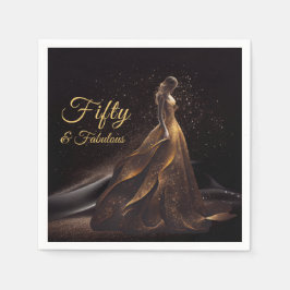 50 Fabulous Black Guld Glitter Gnistra 50 Pappersservett