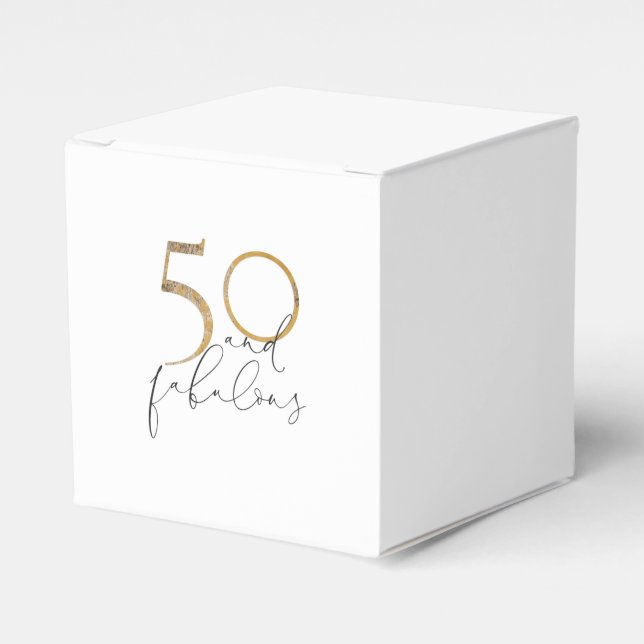 50 & Fabulous Black & White Guld 50:e födelsedagen Presentaskar (Framsidan Sidan)