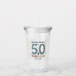 50 & Fabulous Blue Cute 50 Födelsedagsfest Take Away Mugg