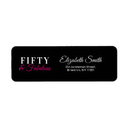 50 & Fabulous Chic Shock rosa & Black 50:e födelse Returadress Etikett