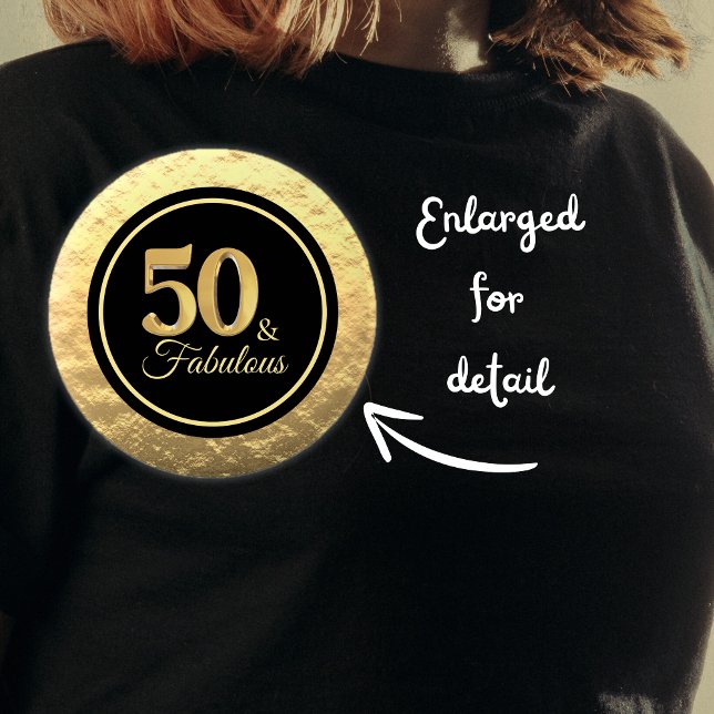 50 & Fabulous Classy Black Guld Knapp (50 & Fabulous Classy Black Gold Button)