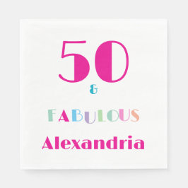50 & Fabulous Colorful Modern Birthday Invitation Pappersservett