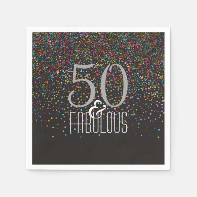50 & Fabulous Confetti Dots Elegant 50:e födelseda Pappersservett (Framsidan)