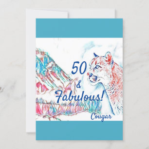 50 & Fabulous Cougar Wildcat 50:e Födelsedagsfeste Inbjudningar