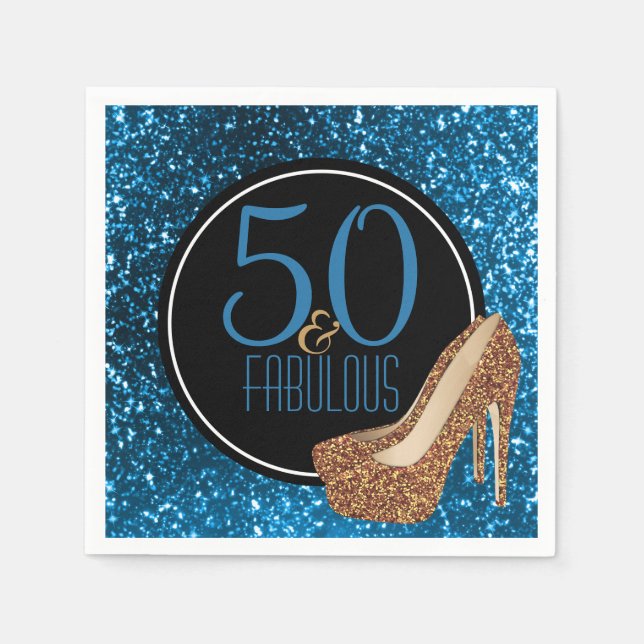 50 & Fabulous | Elegant 50:e Högklackarna på födel Pappersservett (Framsidan)
