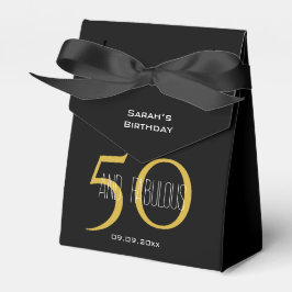50 & Fabulous Elegant Birthday Black and Guld Presentaskar