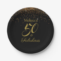 50 & Fabulous Elegant Black Guld personalize