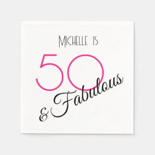 50 & Fabulous Elegant Shock rosa och Black Retro Pappersservett