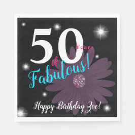 50 & Fabulous, Elegants lila daisy och stjärnor Pappersservett