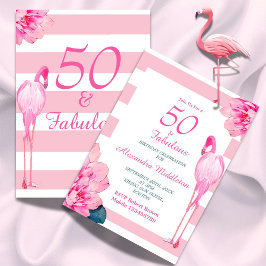50 Fabulous Flamingo Rosa Blommigt Chic Födelsedag Inbjudningar