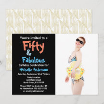 50 & Fabulous Födelsedagsfest inbjudan