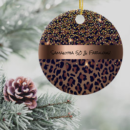 50 & Fabulous Födelsedagsfest leopard mönster glam Julgransprydnad Keramik